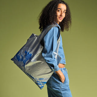 KATSUSHIKA HOKUSAI La grande onda Borsa metallizzata argento