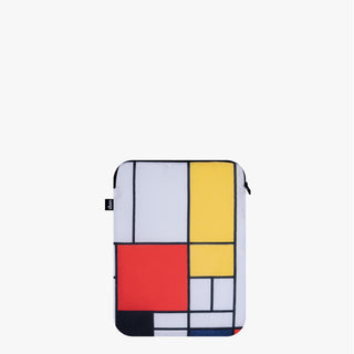 PIET MONDRIAN Komposition mit recycelter Laptophülle in Rot, Gelb und Blau