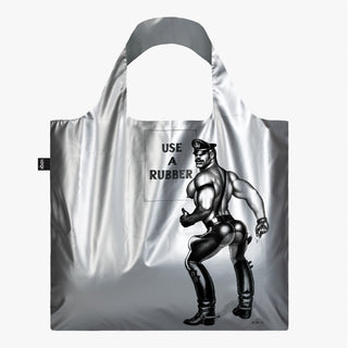 TOM OF FINLAND Usa una borsa in gomma metallizzata color argento