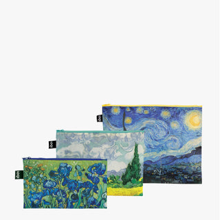 VINCENT VAN GOGH Nuit étoilée, champ de blé, iris Pochettes zippées recyclées