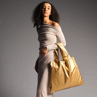 Borsa METALLIC Gold con tasca con cerniera