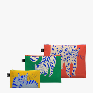 AGATHE SINGER A Bunch Of Playful Cats Recycled Zip Pocket