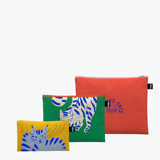 AGATHE SINGER A Bunch Of Playful Cats Recycled Zip Pocket