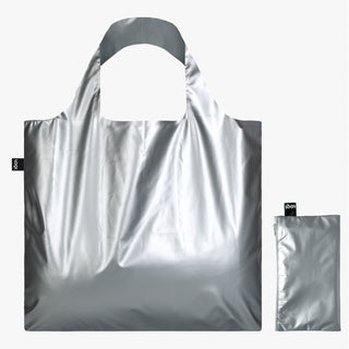 METALLIC Silver Bag with Zip Pocket