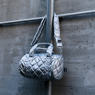 METALLIC Silver Puffy Medium Weekender