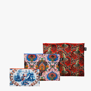 DECORATIVE ART Peacock, Toile de Jouy, Tapestry Recycled Zip Pockets