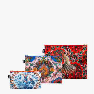 DECORATIVE ART Peacock, Toile de Jouy, Tapestry Recycled Zip Pockets