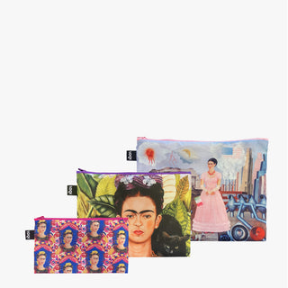 FRIDA KAHLO Autoportrait à la frontière, Autoportrait avec colibri, The Frame Pochettes zippées recyclées