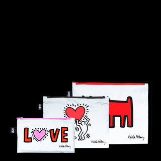 KEITH HARING Cane, Cuore, Amore Tasche con cerniera riflettenti