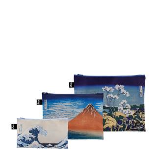 KATSUSHIKA HOKUSAI Fuji Gotenyama, Red Fuji, Great Wave Recycled Zip Pockets