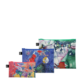 MARC CHAGALL I and the Village, Blue Circus, Circus Recycled Zip Pockets