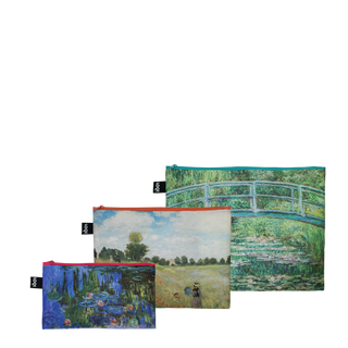 CLAUDE MONET Japanese Footbridge, Wild Poppies, Waterlilies Recycled Zip Pockets