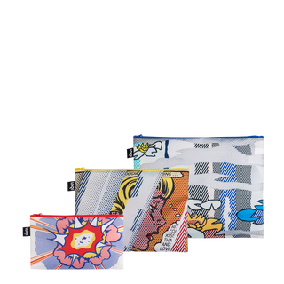 ROY LICHTENSTEIN Seerosenteich, Spiegelungen auf Mädchen, Explosion recycelte Reißverschlusstaschen