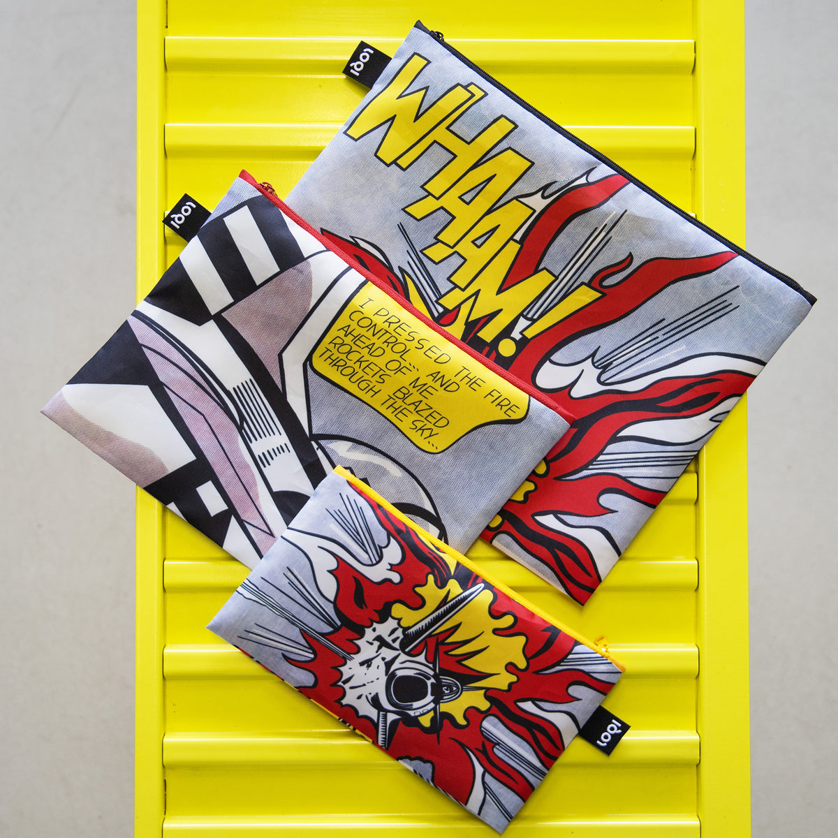 ROY LICHTENSTEIN Whaam! Recycled Zip Pockets