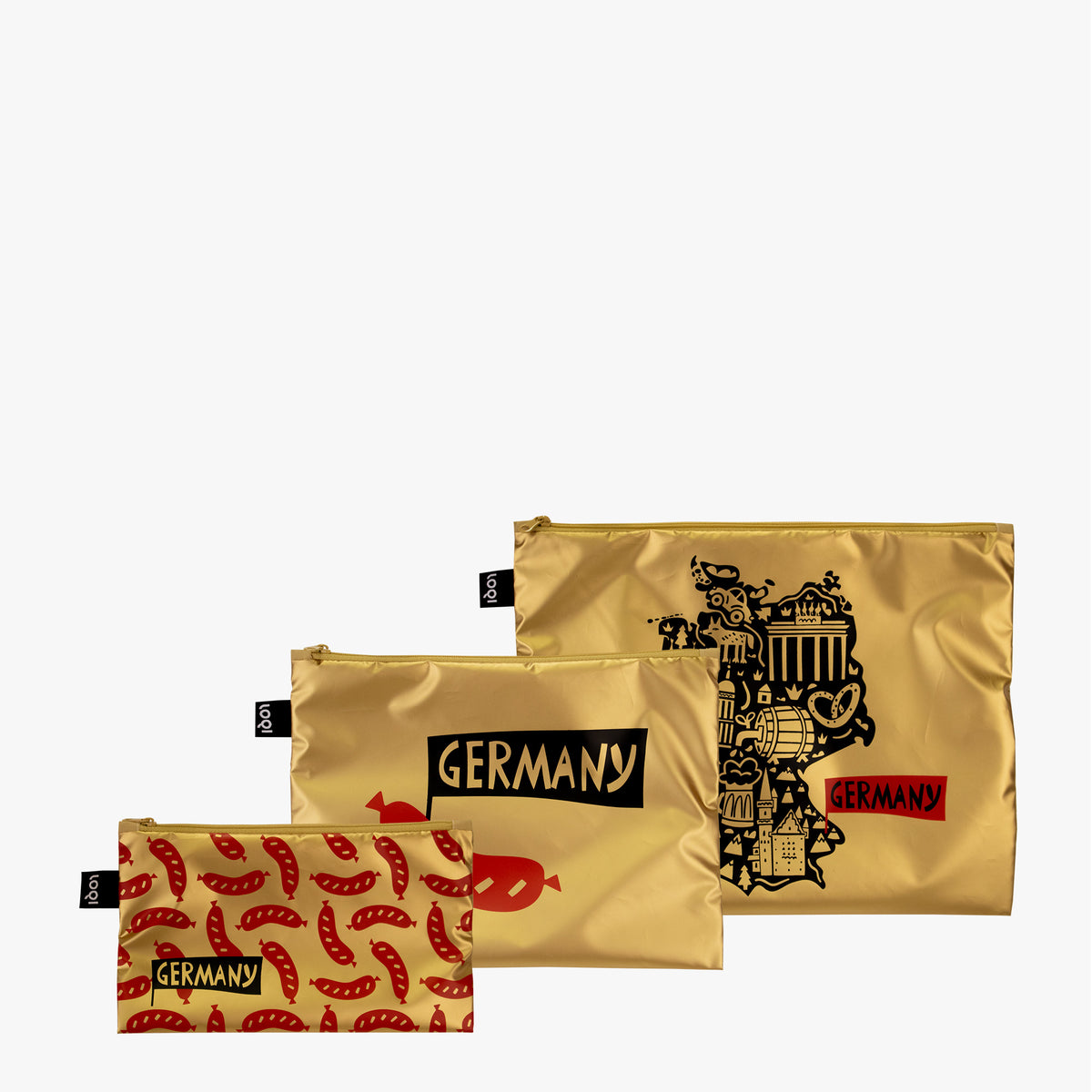 TRAVEL COLLECTION Germany Metallic Gold Zip Pockets