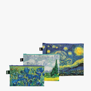 VINCENT VAN GOGH Starry Night, Wheatfield, Irises Recycled Zip Pockets